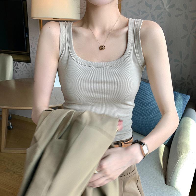 New Wide Shoulder Sling Vest Women's Inner Summer Slim Fit Versatile Breast Cover Outer Wear Bottoming Shirt Top Women
