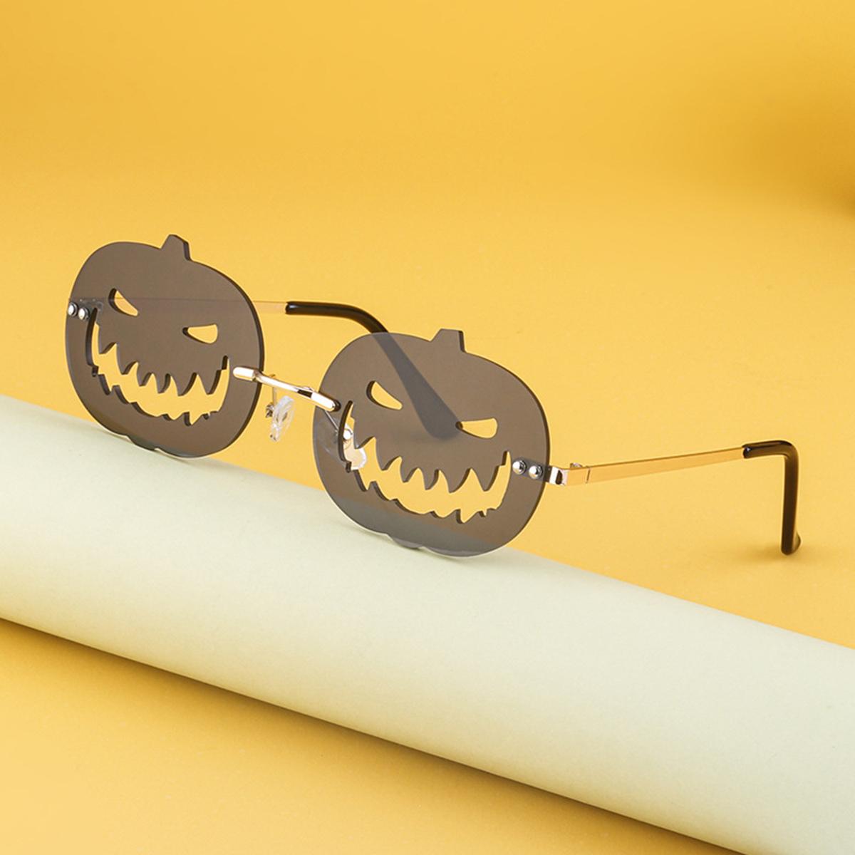 Новые солнцезащитные очки-тыквы на Хэллоуин для мужчин и женщин Tide Oval Box Hollow — фото 9