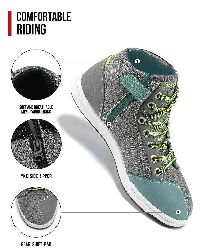 IRON Motorcycle Riding Motorcycle Regular Thick Abrasion Gray JIA'S Shoes, Boots, Wear, Sole, Breathable, Resistant, Protective, Non-Slip, Men's,