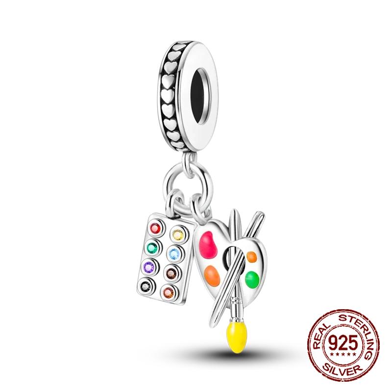 Copper Artist Brush Tools Color Palette Oil Painting Charms Beads Fit 4Mm Hole Diamete Bracelets Diy Jewelry Gifts