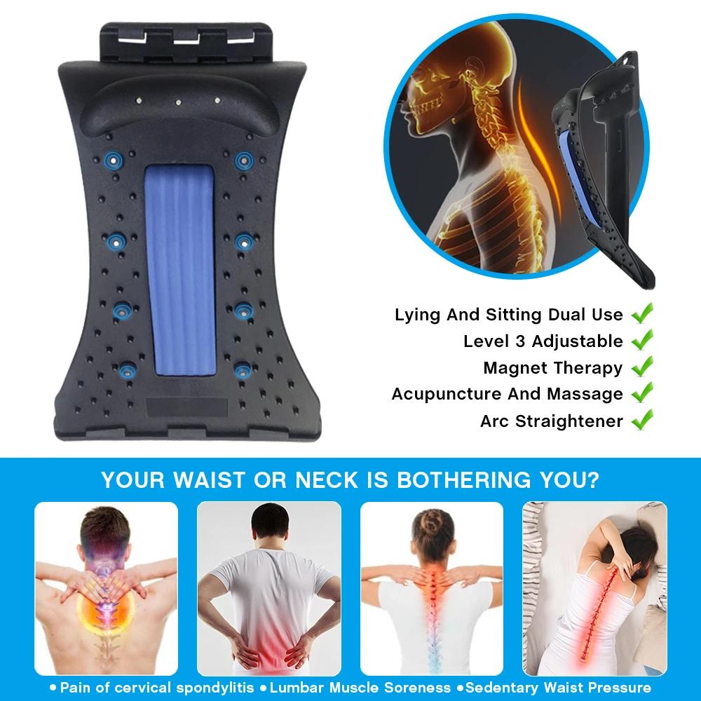 Lumbar Support Device Adjustable Back Stretcher Relief Neck Relaxation Lumbar Vertebra Stretching Massager Yoga Assistance Tool