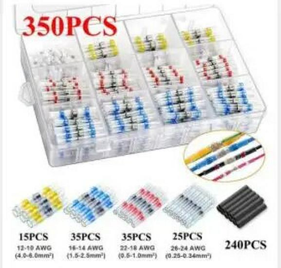 Heat Shrink Solder Ring Wire Connectors: 320-860 pcs Butt Splice Kit