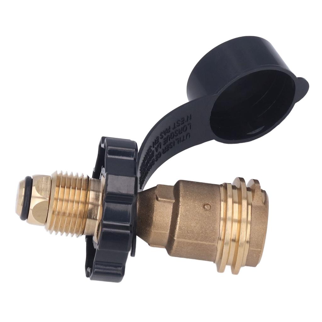 Brass Gas Tank Adapter Propane Refill Adapter with Black Handle POL Convert QCC1 Type 1