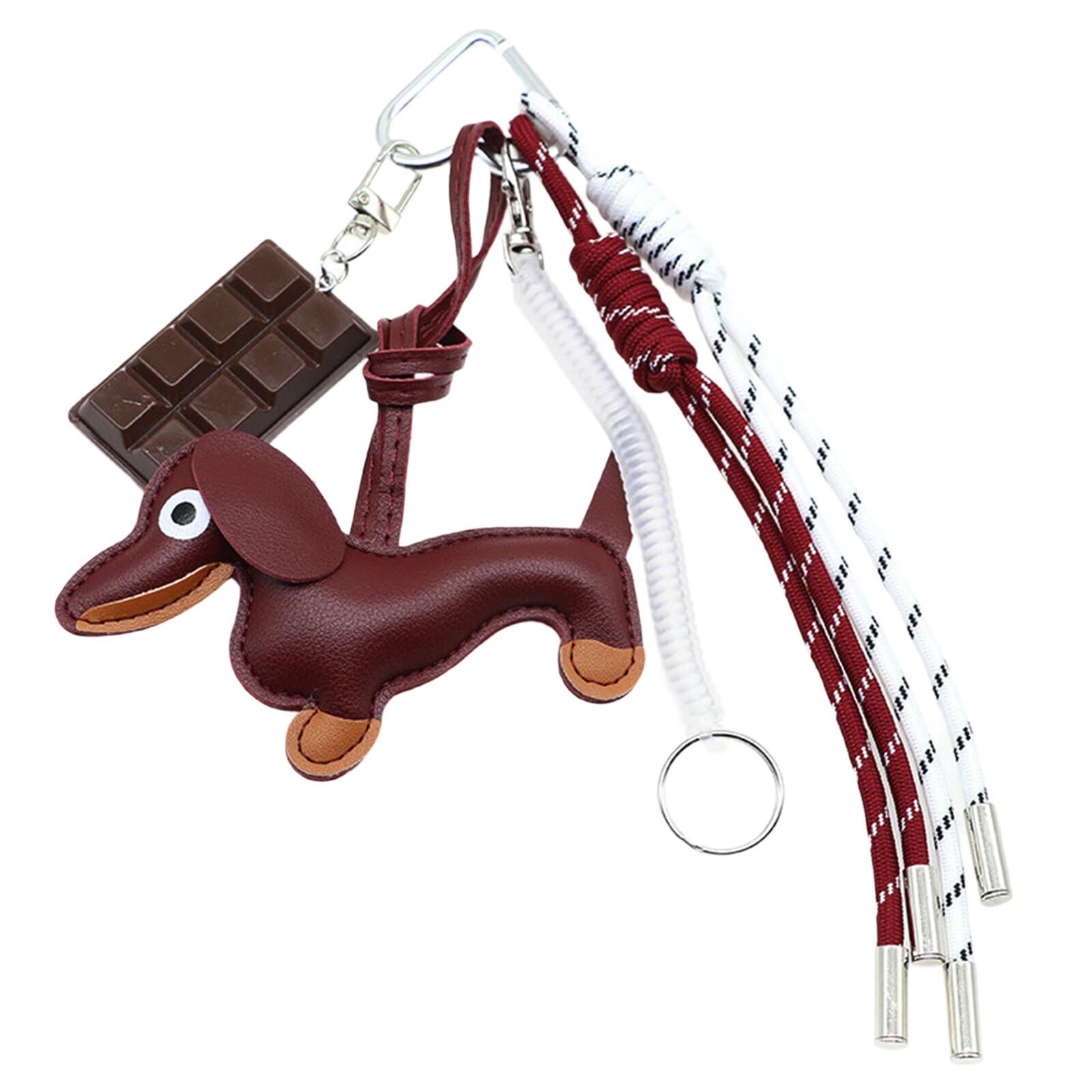 

Брелок для ключей в виде шоколадной колбасы, милый брелок для ключей в виде собаки, нейлоновая веревка, подвеска, брелок для автомобиля, украшения для сумки для женщин и девочек вино красного