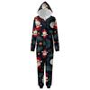 Christmas Print Parent-Child Outfit Hooded Zipper One-Piece Fashionable Home Suit Set