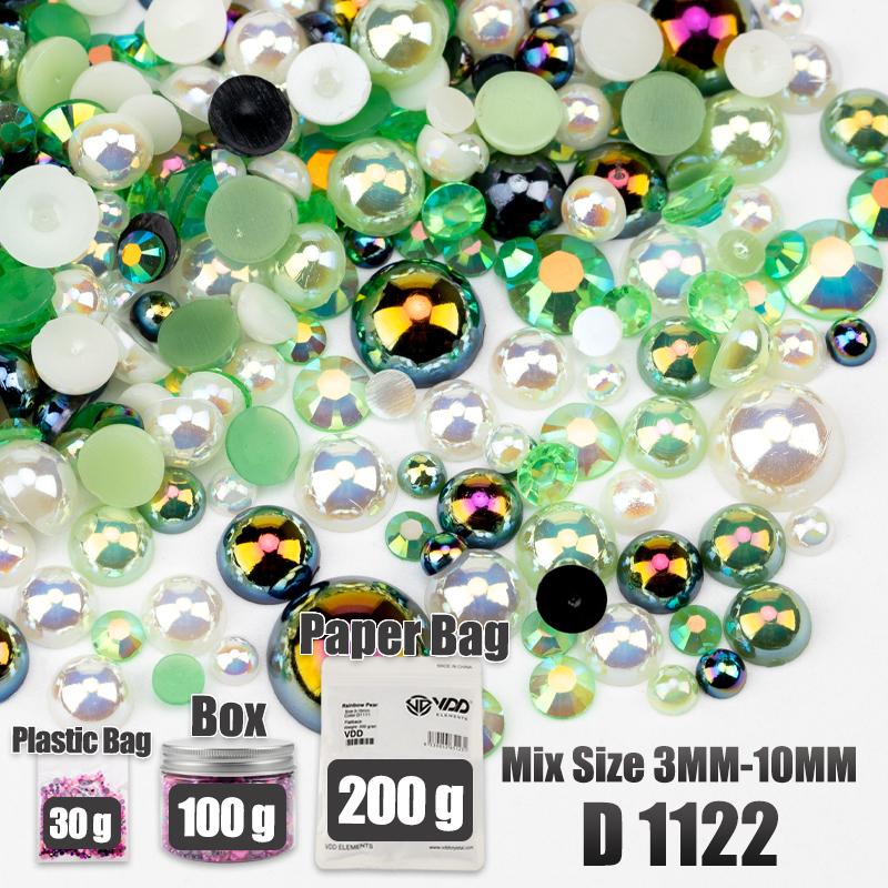 VDD 30/60/100/200g Mix Size ABS Half Round Pearls Flatback Beads Color Resin Rhinestone Crafts Nail Art DIY Decoration