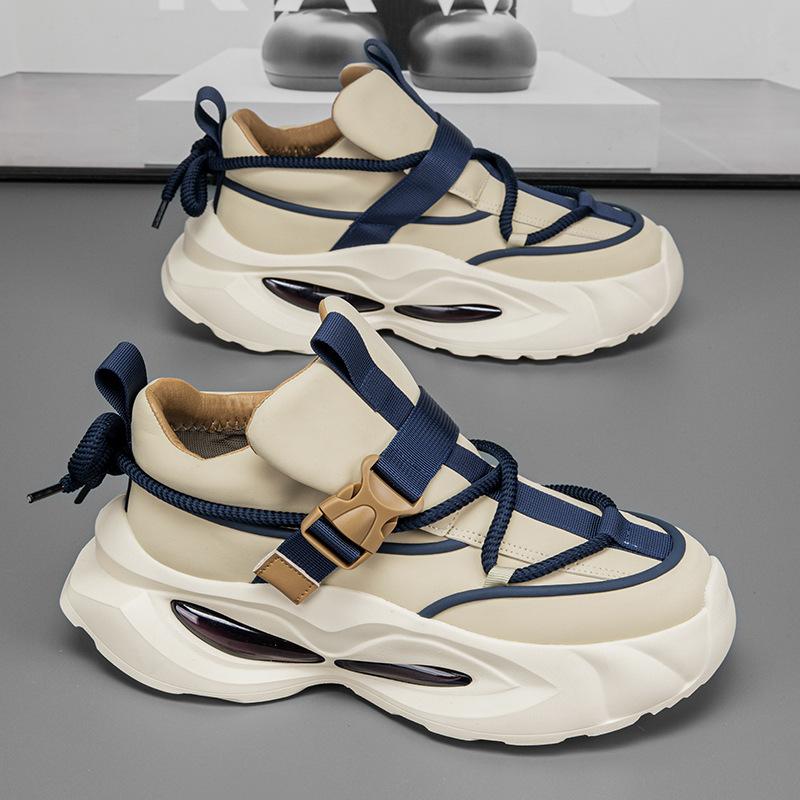 New Men's Fashion Trend Casual Shoes Mesh Breathable Comfortable Versatile Thick Soled Shoes Low Top Chunky sneakers 2025