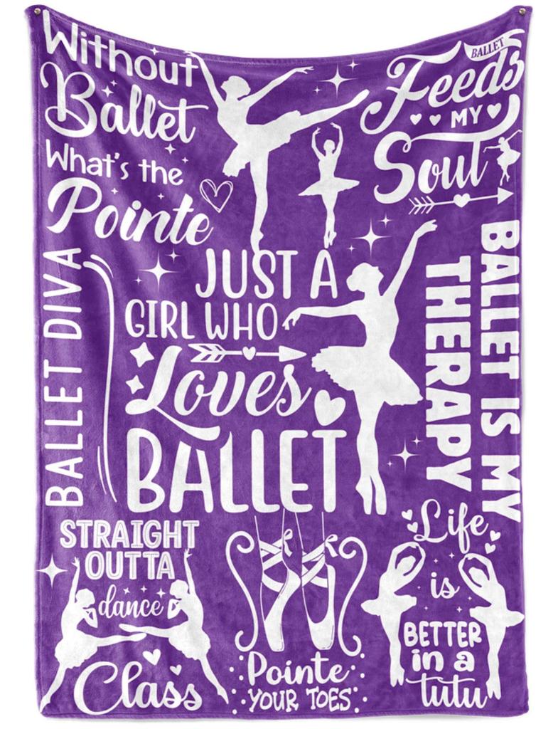 Girl Ballet Dance Print Flannel Blanket Cartoon Pattern Blanket Nap Blanket