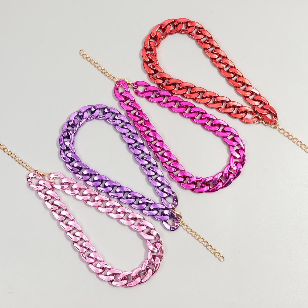 Fashion Hip Hop Metal Color Acrylic Chunky Necklace for Women Men Vintage Glossy Resin Cuban Link Chain Choker Y2K Jewelry Gifts