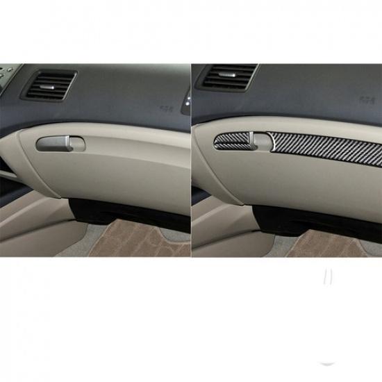 3Pcs For Honda Civic Carbon Fiber Interior Passenger Side Dashboard Cover Trim