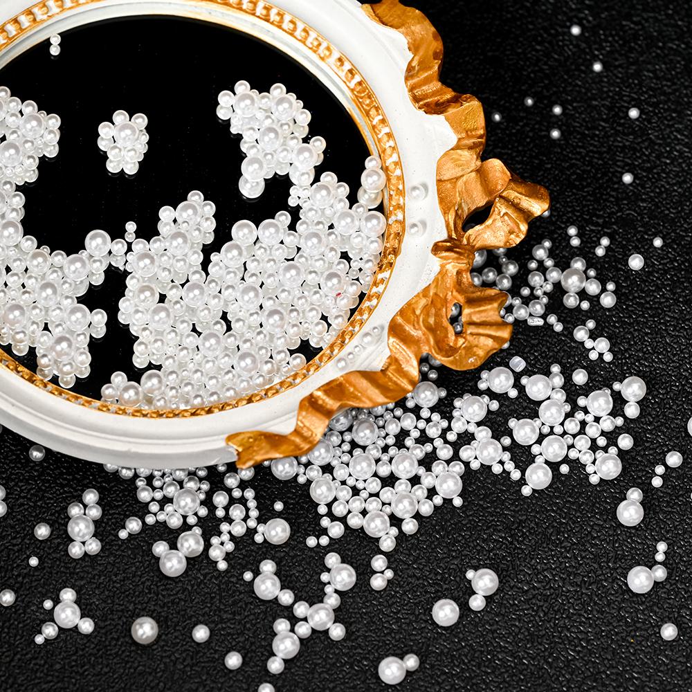 2.5-5mm Colorful Pearl Beads Round Nail Charms Pearl 3D Beads Ball Jewelry Rhinestones Nail Art Decoration Nail DIY Manicure 10g