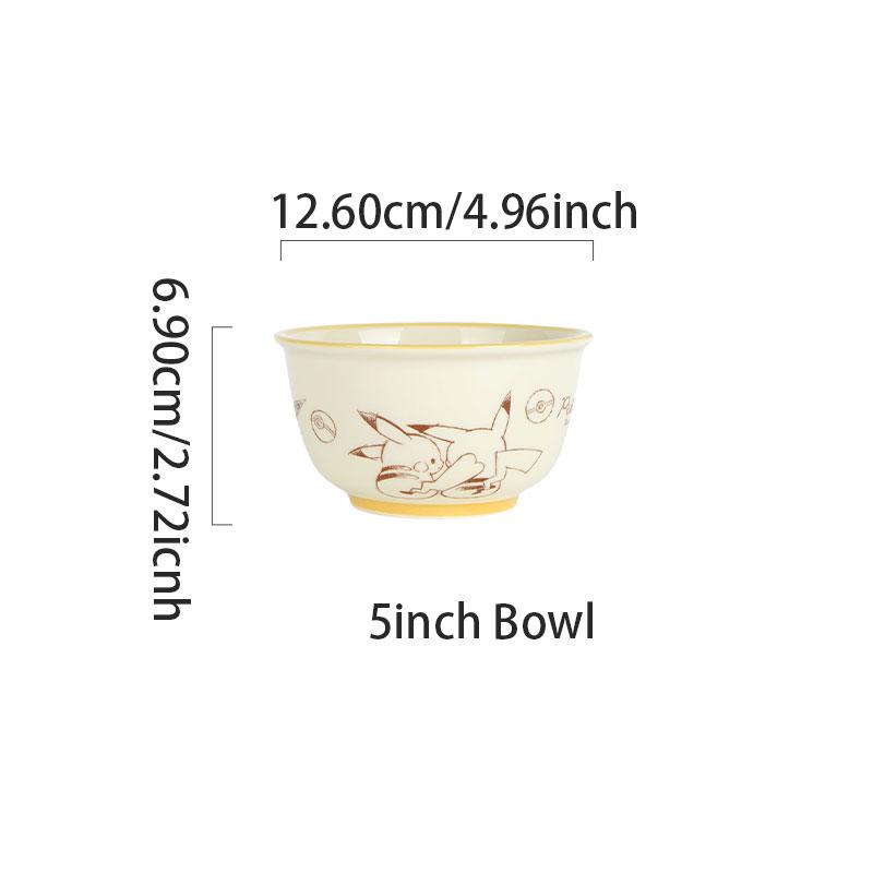 SHUNXIANG Pokémon Keramik Geschirrset Pikachu Cartoon Muster Keramik Schüssel Teller Gericht Speiseteller Mikrowellengeeignet Geschirr