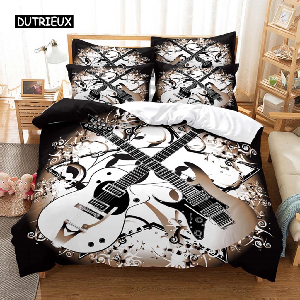 

Музыкальный комплект постельного белья, пододеяльник, 3d постельное белье, цифровая печать, постельное белье, королевский размер, комплект постельного белья, модный дизайн EU single(135x200cm)