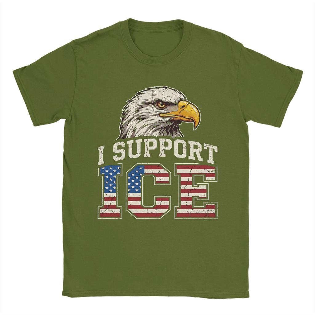 Vintage Support ICE Vintage Distressed American Eagle TShirts Unisex Cotton T Shirts Short Sleeve Tee Shirt Graphic Printed Tops