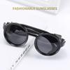 Round Punk Black Sunglasses Sun-Protective Shades for Driving Fishing Outdoor Photos Decoration Eyewear