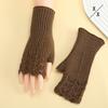 Women's Winter Short Knitted Leak Finger Warm Wrist Sleeves, Woolen Gloves, Hollowed Out Short Gloves,