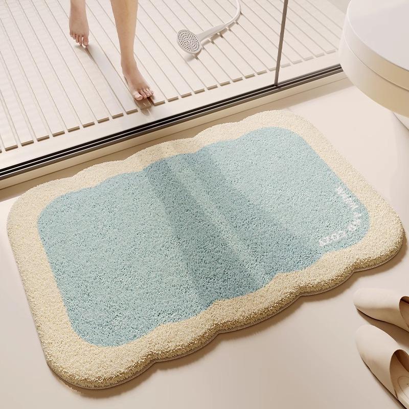 Cream wind imitation cashmere toilet floor mat bathroom absorbent mat toilet toilet quick drying door non-slip foot pad