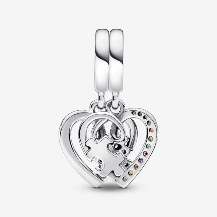 PANDORA Charm Pendant Amitié Séparable Cœurs Pièce de Puzzle 792239C01