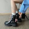 Fashion Punk Chunky Platform Motorcycle Boots Women Fashion Bowknot Lace-up Thick Bottom Ankle Boots Woman Autumn Winter Gothic Shoes