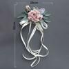 Ribbon Car Door Handle Mirror Flowers Romantic Artificial Roses  Ceremony Party Decor