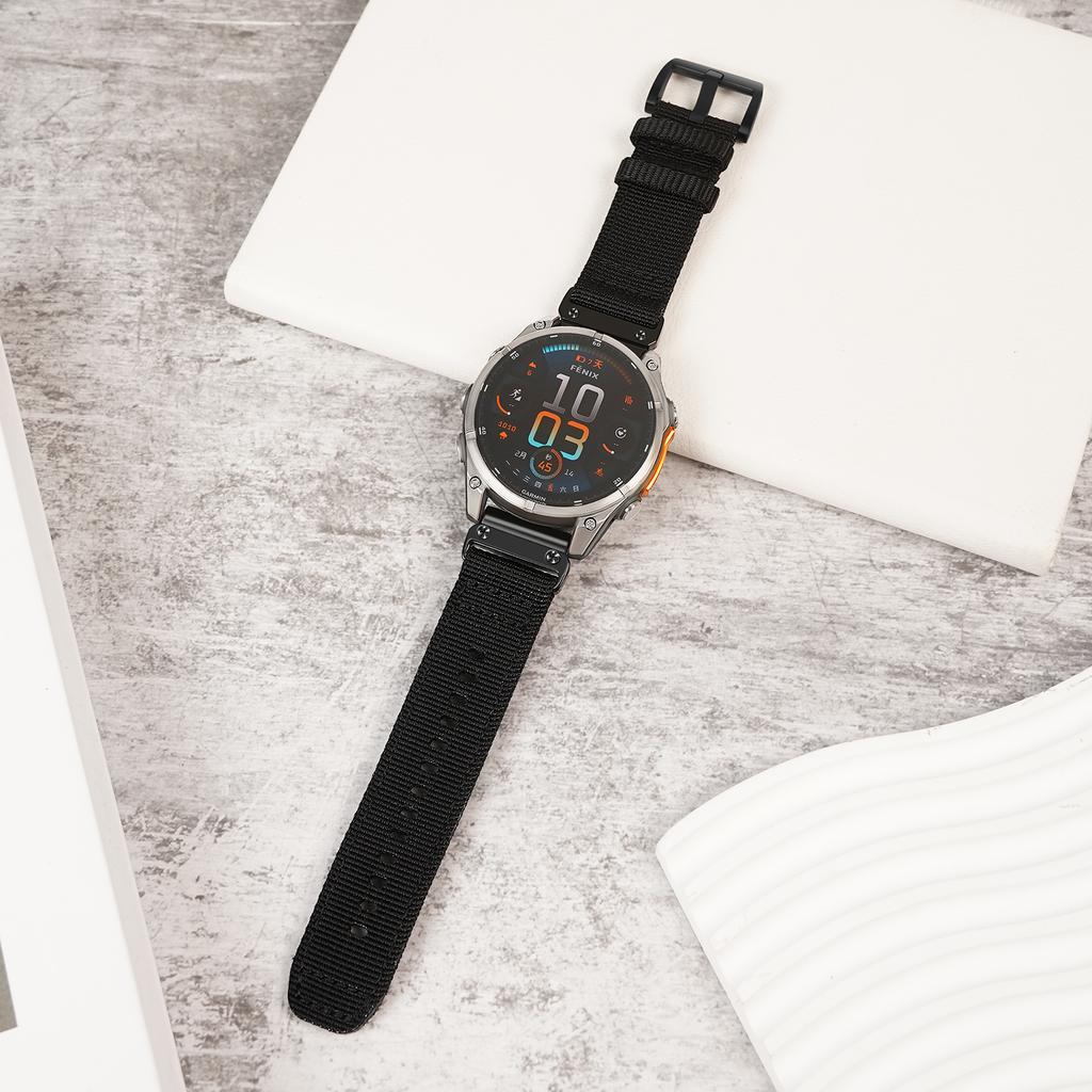 22mm Watch Band for Garmin Fenix 7 Pro/Fenix 8 47mm/Tactix 8 47mm Adjustable Nylon Strap