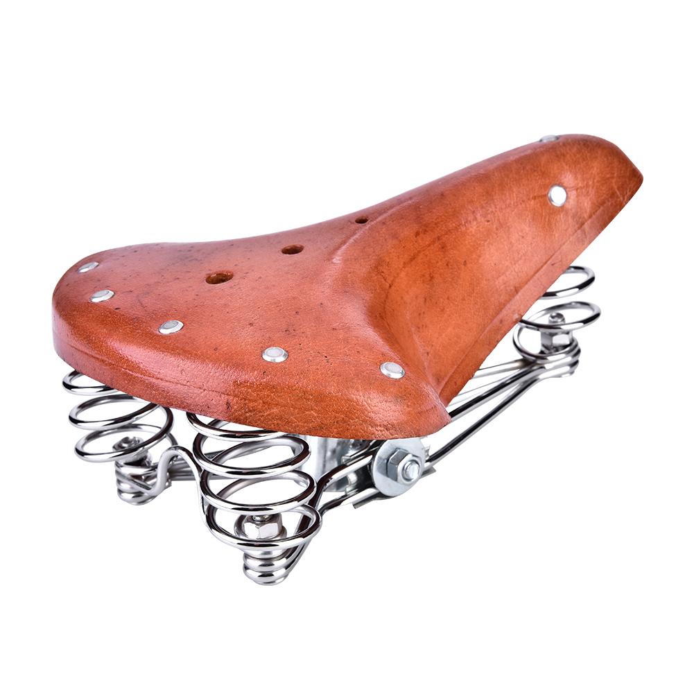 Vintage Mountain Bike Saddle with Shock Absorbing Springs, Ergonomic Wide Design for Standard Posts, Crafted with Lasting Comfort and R