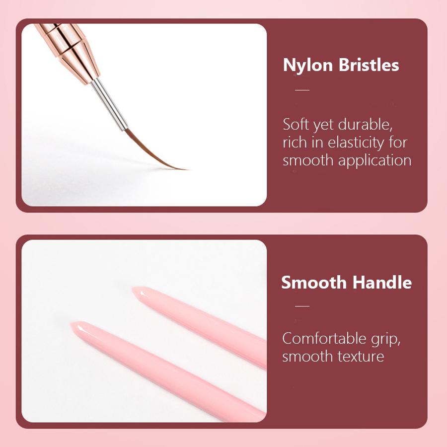 5Pcs Nail Art Liner Brush Set, French Stripe Line Painting Drawing Flower Pen for Acrylic & Gel Polish Manicure Tool