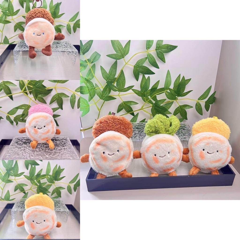 Cute Plush Pancake Food Doll Keychain Soft Pp Cotton Adorable Pendant Accessory