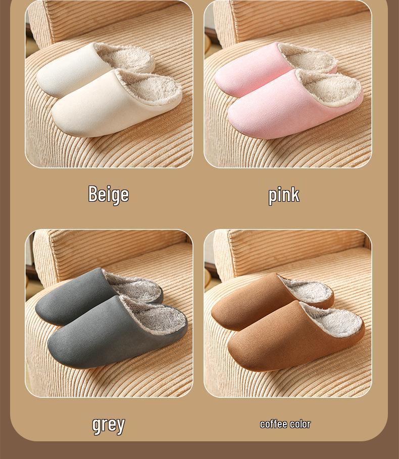 In Stock: Soft Suede Cotton Slippers - Silent Home Comfort, Velvet Lined for Men & Women, Japanese and Korean Style