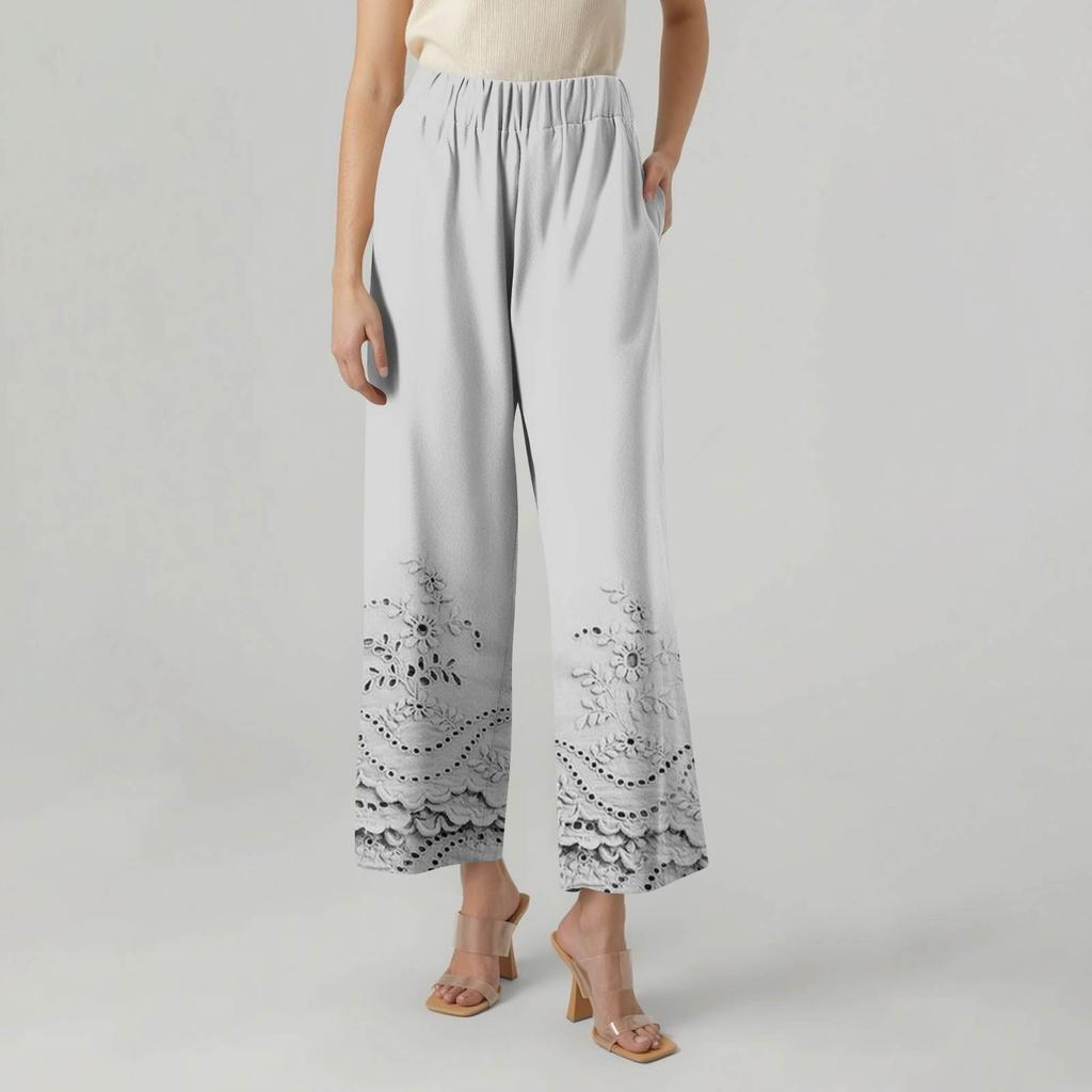 Women's Casual Fashion Printed Straight Leg Pants Pants With Pockets