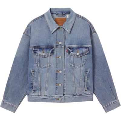 Levis Locker Lässig Bequem Einfach Revers Langarm Jeansjacke Damenjacken Hellblau A1743-0144