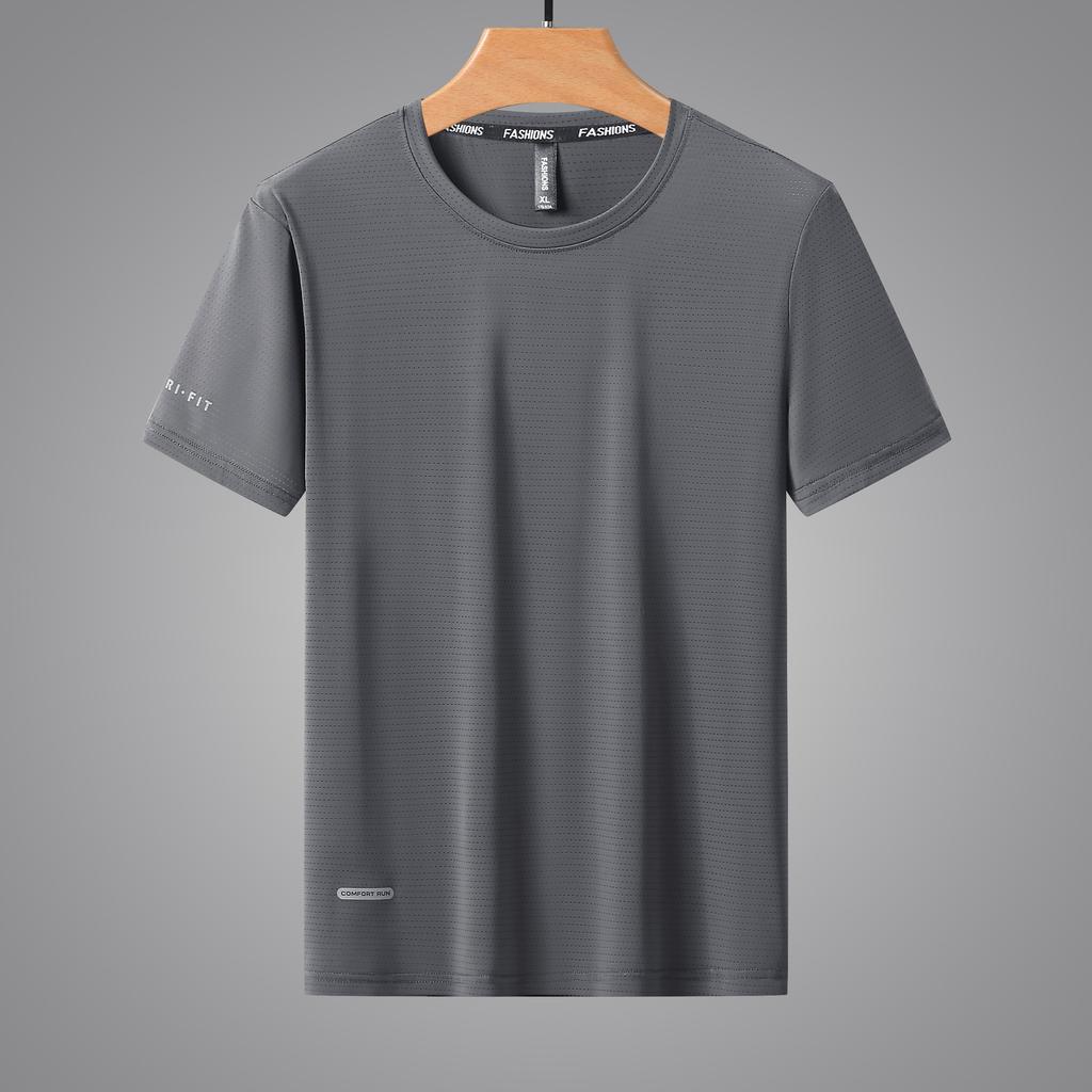 Dm Plus Size Ice Sports T-shirt for Men and Women Quick Drying Summer Thin Running Short Sleeved Solid Color Clothing, Breathable Loose Casual Top