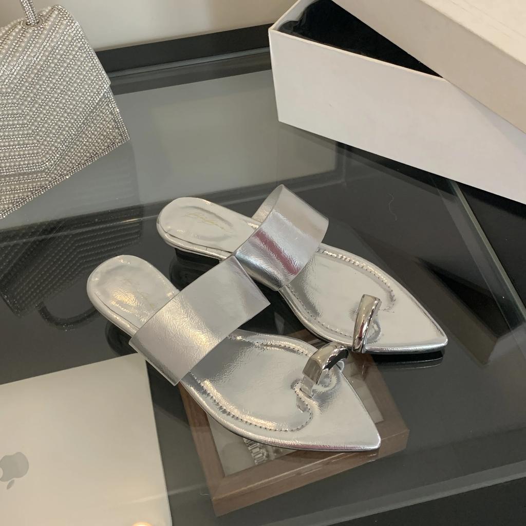 One Word Slipper with Toe Ring, New Summer French Style Cool Slipper with Wedge Heel for Women Shoes 3CM