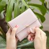 Women Wallets Leaf Pendant Fresh Style Multi-Card Short Wallet, Card Holder, Leather Clip, Coin Purse