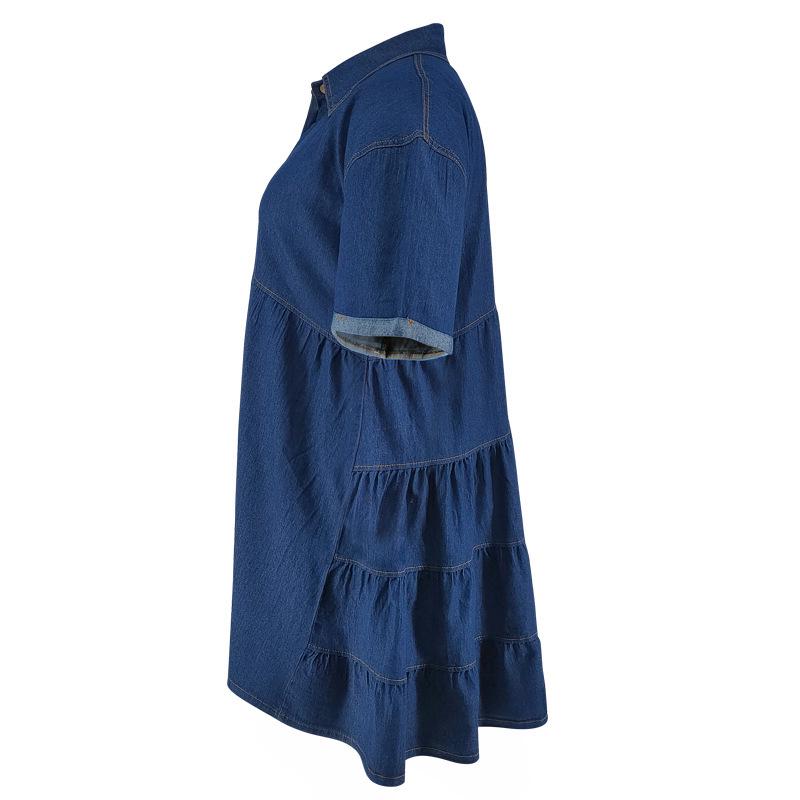 New Denim Short Sleeve Slim Fit A-Line Dress
