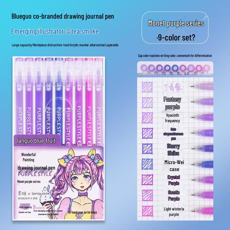 Blue Fruit Morandi 36-Color Gel Pens: Large Capacity Journaling & Drawing Set