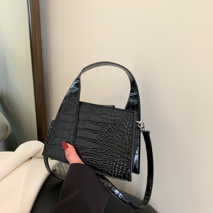 Fashion Crocodile Pattern Women s Handbag Shoulder Messenger Bag чёрный