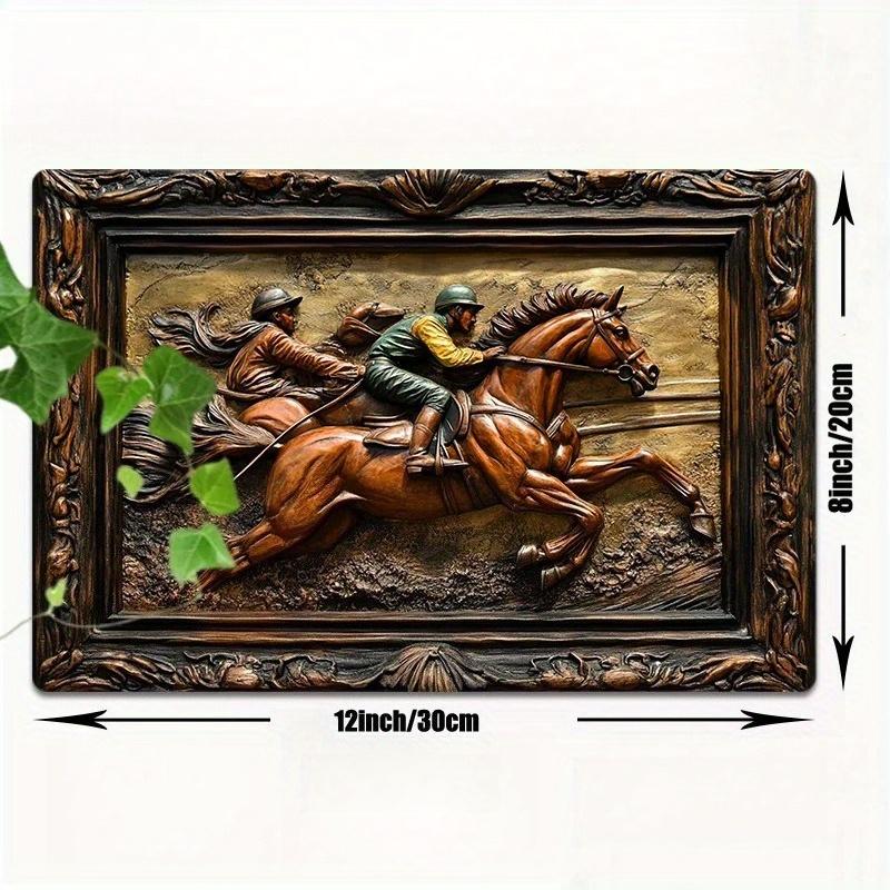 

2d Flat 30*20cm, Vintage Jockey Horse Racing Wooden Wall Art Wooden Sign, Easy Install, Durable, for Home, Kitchen, Garden, Bedroom, Bar Decor. 30*20cm