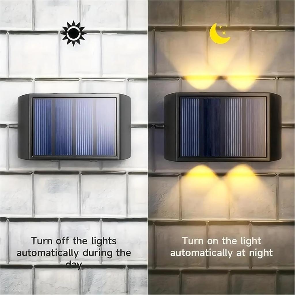 Solar LED Light, Outdoor Waterproof Wall Lamp, Dusk to Dawn Fence Lighting for Garden Courtyard Porch Walkway Camping Decor