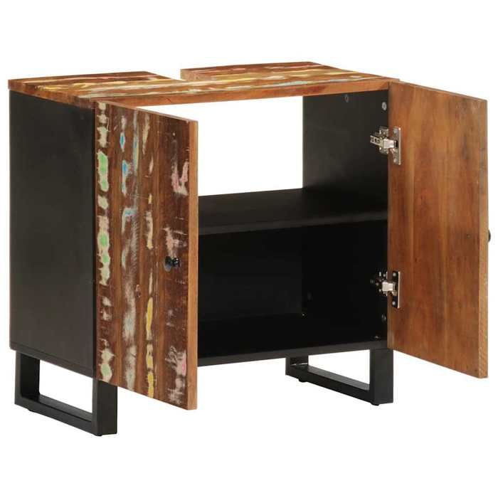 VidaXL Meuble d'Évier, Armoire de Lavabo avec 2 Compartiments et Pieds, Meuble sous Lavabo avec Rangement Salle de Bain, 351988