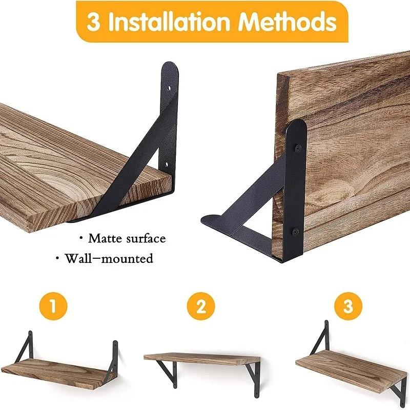 4 Stück/Set Holz Schweberegal, Wandmontiertes Lagerregal Display Organizer Für Schlafzimmer Badezimmer Küche Haus Wandregal Ständer.