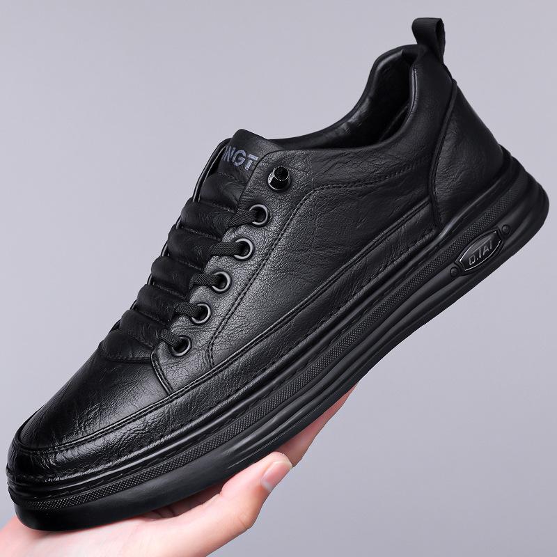 2025 Spring and Autumn New Men's Handmade Online Casual Leather Shoes Men's Youth Versatile Board Shoes Sleeve White Shoes 2603