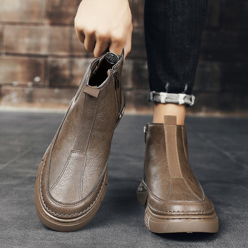 Fashion High Quality Ankle Boots Motorcycle Winter Shoes for Men High Top Anti-slip Wear-resistant Water Proof Boots Male Casual Sneaker