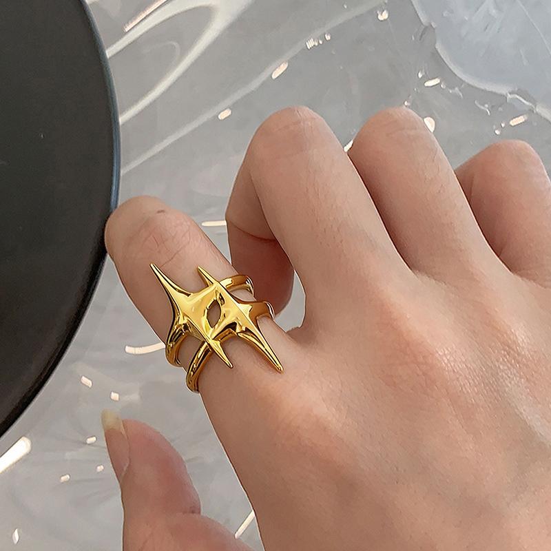 Retro Fashion Cross Star Adjustable Ring Suitable For Men And Women Hip Hop Punk Minimalist Party Jewelry Gifts