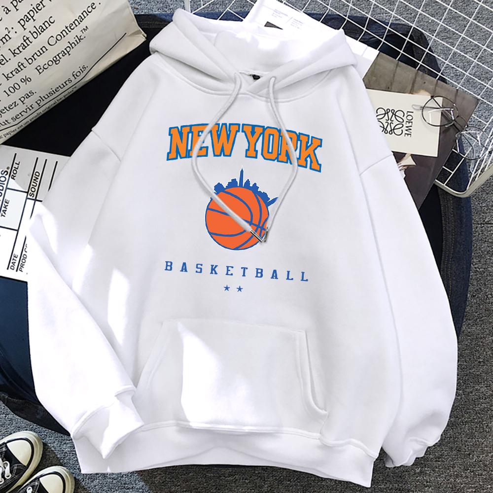 New York Basketbal Street Hip Hop Hoody Dámské Velké kapesní Streetwear Hip Hop Ležérní Mikina s kapucí Měkký fleece Volný Žena s kapucí