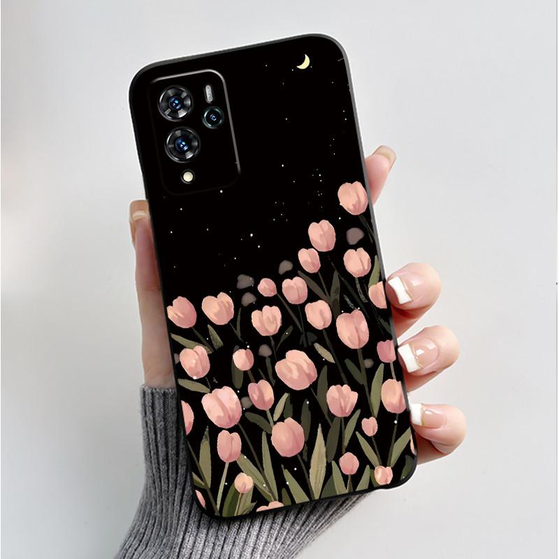 For ZTE V40 Pro 9046 Case Black Jelly Soft Silicone TPU Butterfly Flowers Pattern Phone Casing For ZTE Blade V40 Pro Back Cover
