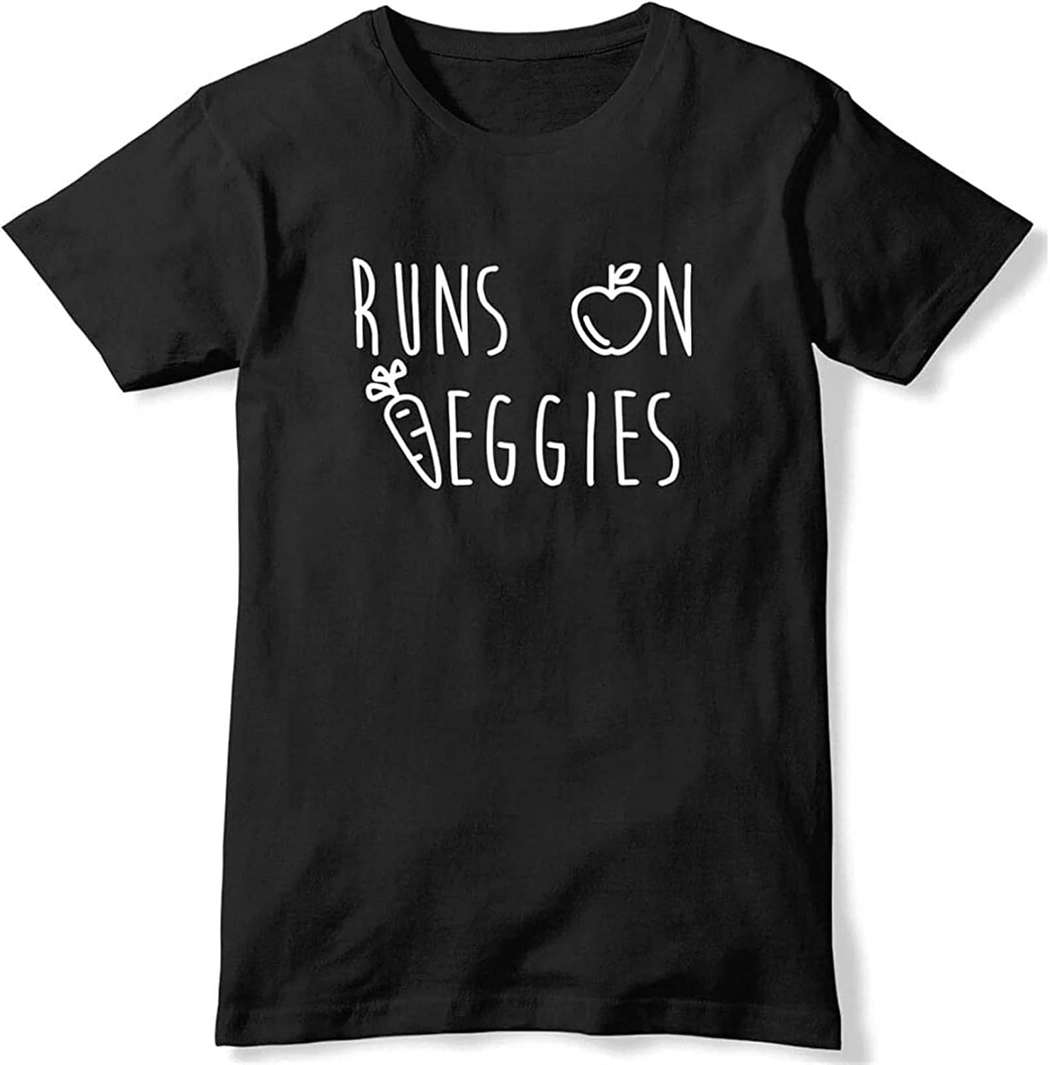 Runs On Veggies Mens Funny T Shirt Black XS чёрный