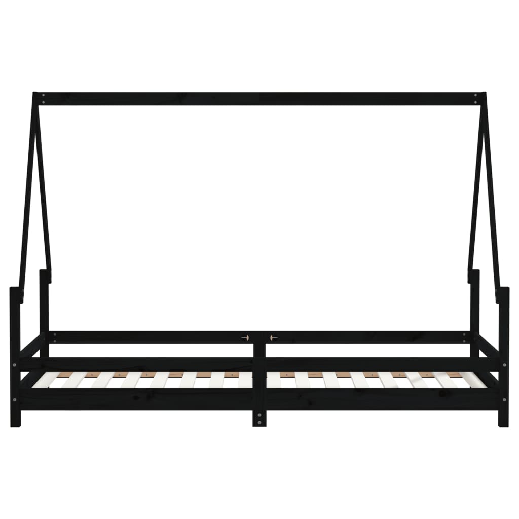 Kids Bed Black 80 x 200 cm Solid Pine Wood