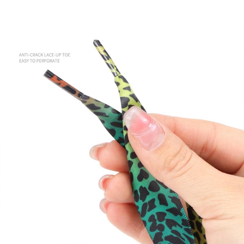 Silk Like Leopard Print Tie Dyeing Shoelaces For Sneakers Boot 120cm Length Shoe Strings Fashion Footwear Accessory