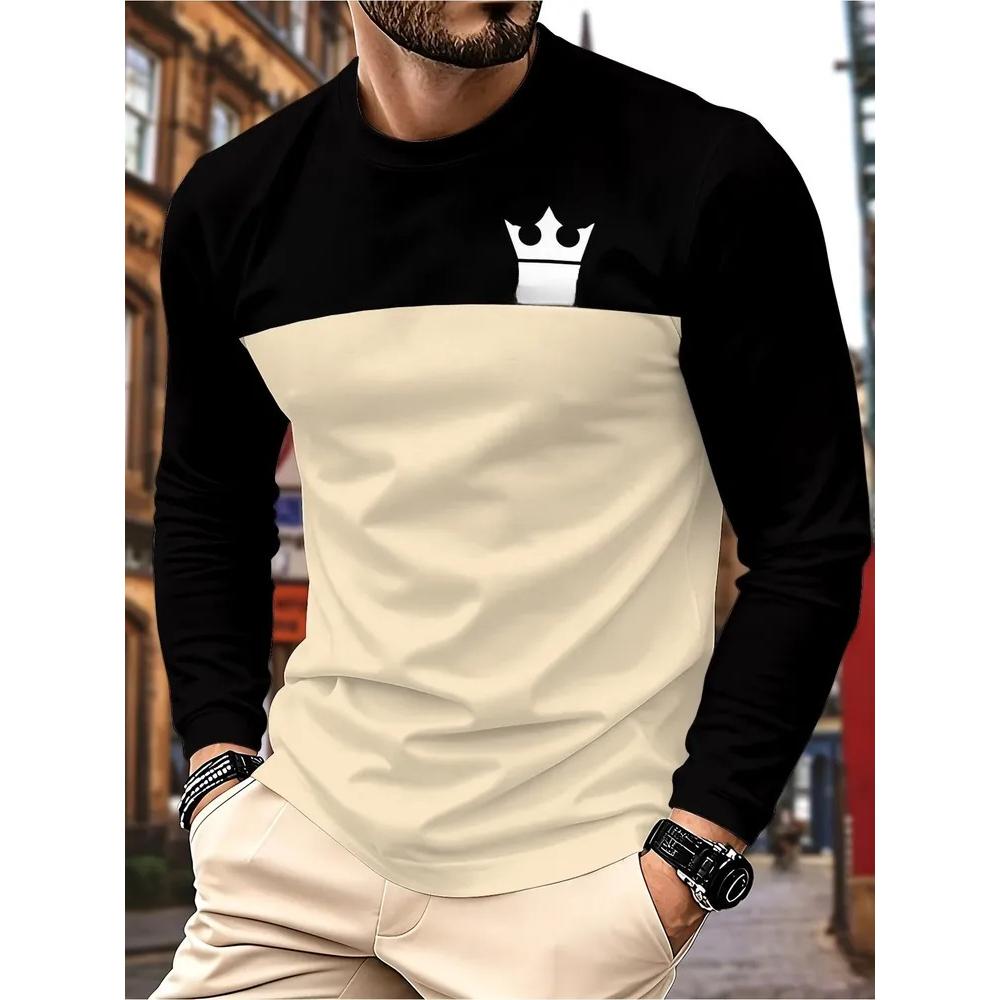 Casual Comfortable Simple Men's Long Sleeves Breathable Daily Versatile Pullovers Long Sleeves Men’s